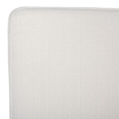 White Linen and Walnut Wood Arm Accent Chair