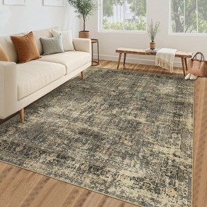 Washable Area Rug, Vintage Distressed Living Room Rug, Soft Foldable Accent Rug for Dining Room Bedroom - 1 of 4