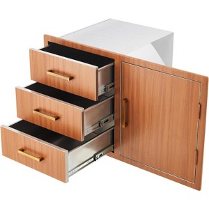Stainless Steel Outdoor Kitchen Door Drawer Combo,Triple Drawers & Access Door, Propane Storage Adjustable Garbage Ring, Weather-Resistant Flush Mount - 1 of 4