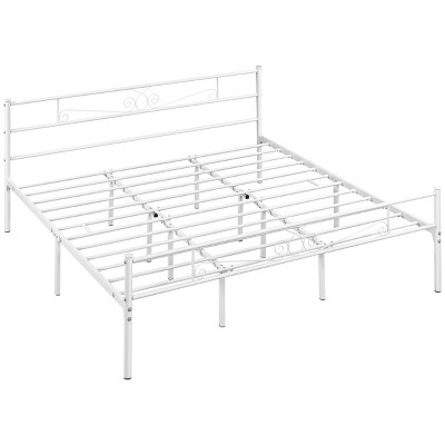 Yaheetech Metal-framed Platform Bed With Headboard And Footboard, White ...