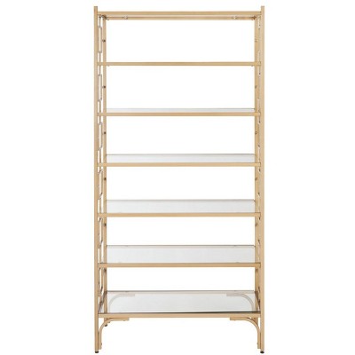 Brooklyn Gold Quatrefoil 7-Tier Glass Etagere Bookcase