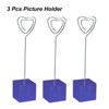 Unique Bargains Metal Resin Cube Base Heart Shape Pictures Memo Place Card Holder 3 Pcs - 3 of 4