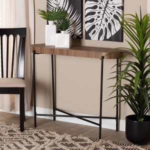 Baxton Studio Savion Modern Industrial Walnut Brown Finished Wood and Black Metal Console Table - 1 of 4