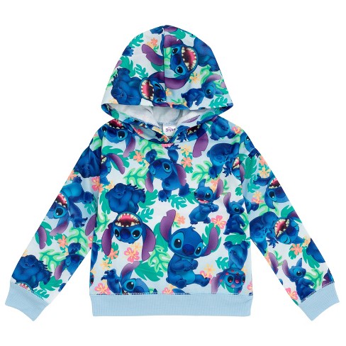 Disney Lilo & Stitch Little Girls Fleece Pullover Hoodie Blue 5 : Target