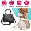 Laromni"Chic Medium Leather Tote Bag for Women with Stylish Stitching & Detachable Crossbody Strap"White&Black - 3 of 4