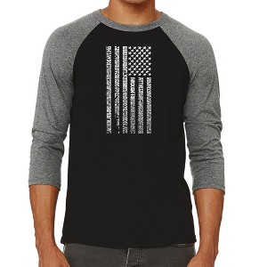 LA Pop Art Men's Raglan Baseball Word Art T-shirt - National Anthem Flag - 1 of 4