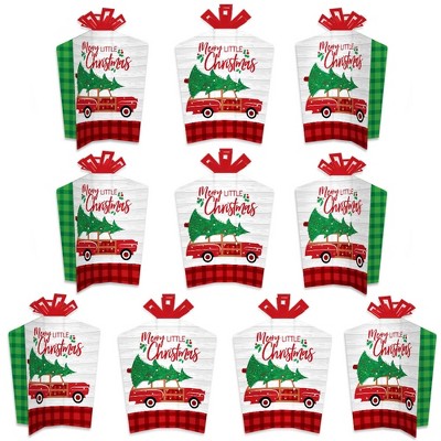 Big Dot of Happiness Merry Little Christmas Tree - Table Decorations - Red Car Christmas Party Fold and Flare Centerpieces - 10 Count