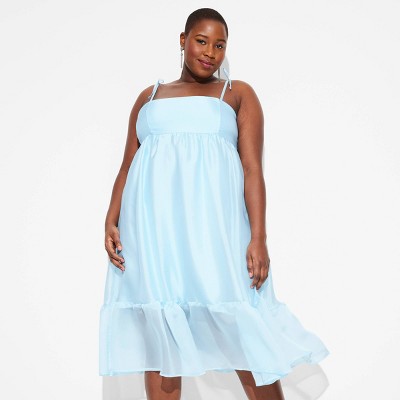 Women's Organza Midi Babydoll Dress - Wild Fable™ Light Blue 4X