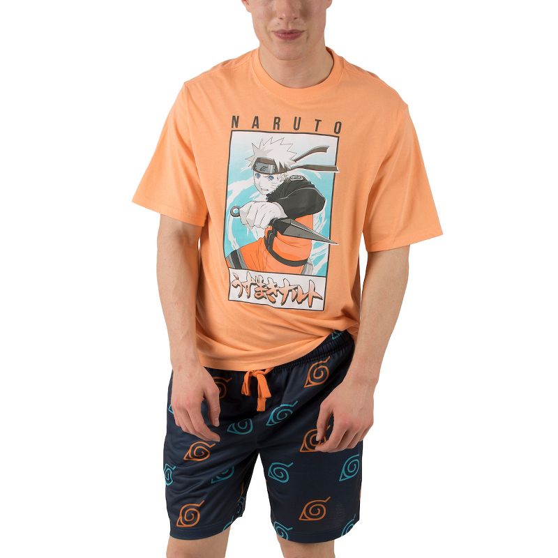 Naruto Classic Naruto Uzumaki Men's Crew Neck Short Sleeve Tee & Lounge Shorts Combo Set, 1 of 4