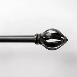 36"-66" Decorative Drapery Single Rod Set with Acron Cage Finials Oil Rubbed Bronze - Lumi Home Furnishings