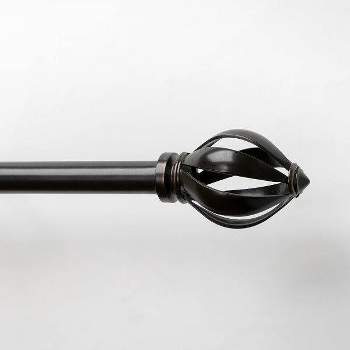 Decorative Drapery Single Rod Set with Acron Cage Finials Oil Rubbed Bronze - Lumi Home Furnishings