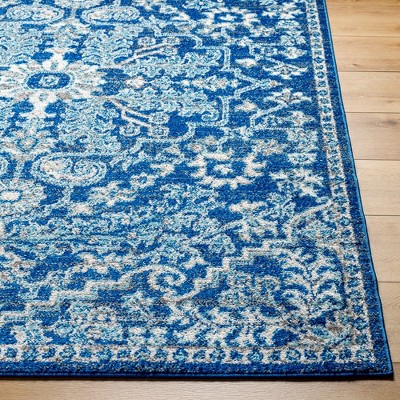 Olivia Dark Blue Synthetic Rectangular Area Rug 3'11" x 5'7"