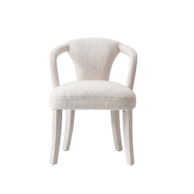 Manhattan Comfort Palmer Modern Tweed Upholstered Dining Armchair Ivory