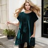 Amaryllis Women's Velvet Tunic with Asymmetrical Hem Round Neck Short Sleeves Loose Fit Side Pockets Comfortable - 2 of 3