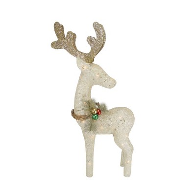 Northlight 37" White and Brown Standing Reindeer Outdoor Christmas Yard Decor