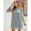 Women's Ruffle Mock Neck Long Sleeve Floral Print Mini Dress Casual Pleated Flowy Babydoll Short Dress - 4 of 4