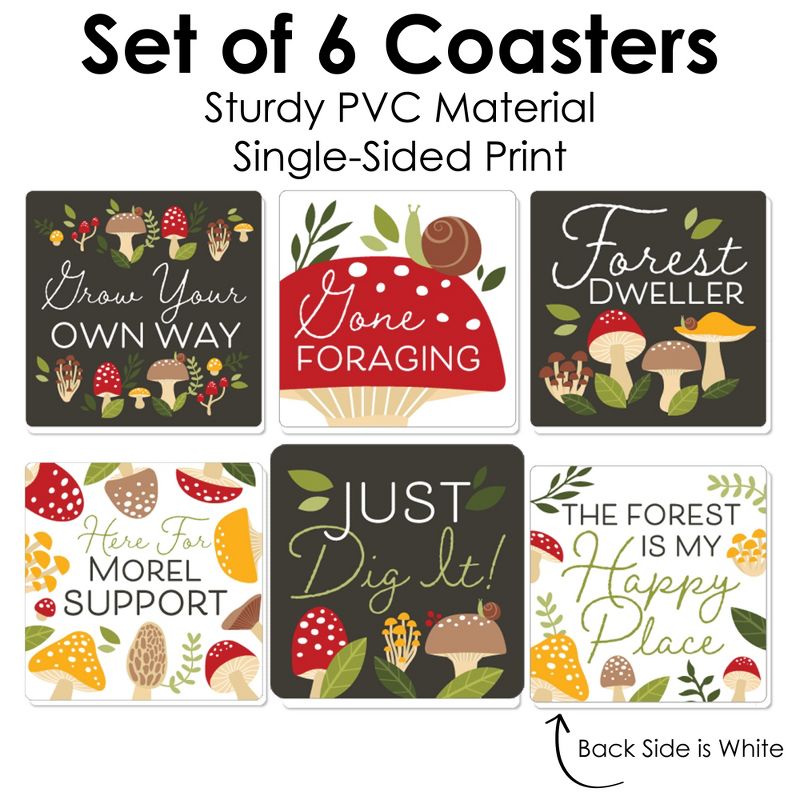 Big Dot of Happiness Wild Mushrooms - Funny Red Toadstool Party Decorations - Drink Coasters - Set of 6, 5 of 9