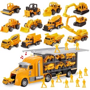 Joyfy 25 in 1 Construction Truck Toy Set, Play Vehicles with Sounds Lights, Push and Go Vehicle Cars, Kids Birthday Gifts for Boys Ages 3+ - 1 of 4