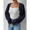 Womens Winter Sweater Shrugs Thick Sweater Knit Bolero Long Sleeve Open Front Cropped Sweater Knit Jackets,Dark Blue - M - 2 of 4