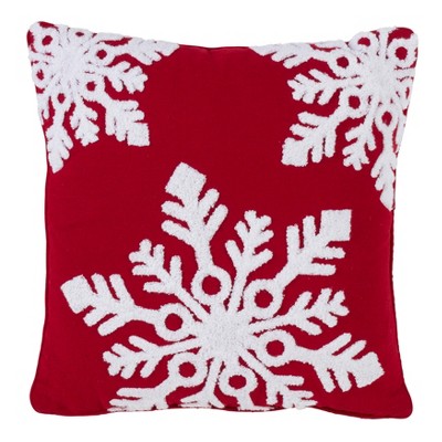 Snowflake Square Throw Pillow Red - Saro Lifestyle