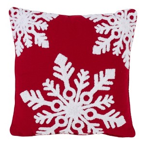 16"x16" Snowflake Square Throw Pillow Red - Saro Lifestyle - 1 of 3