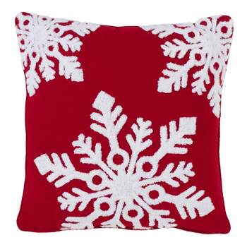 16"x16" Snowflake Square Throw Pillow Red - Saro Lifestyle