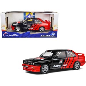 1990 BMW E30 M3 Black and Red with Graphics "ADVAN Drift Team" "Competition" Series 1/18 Diecast Model Car by Solido - 1 of 4