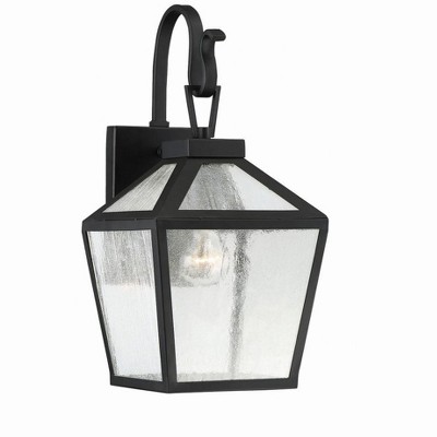 Woodstock Black Metal Outdoor Wall Lantern with Clear Seeded Glass