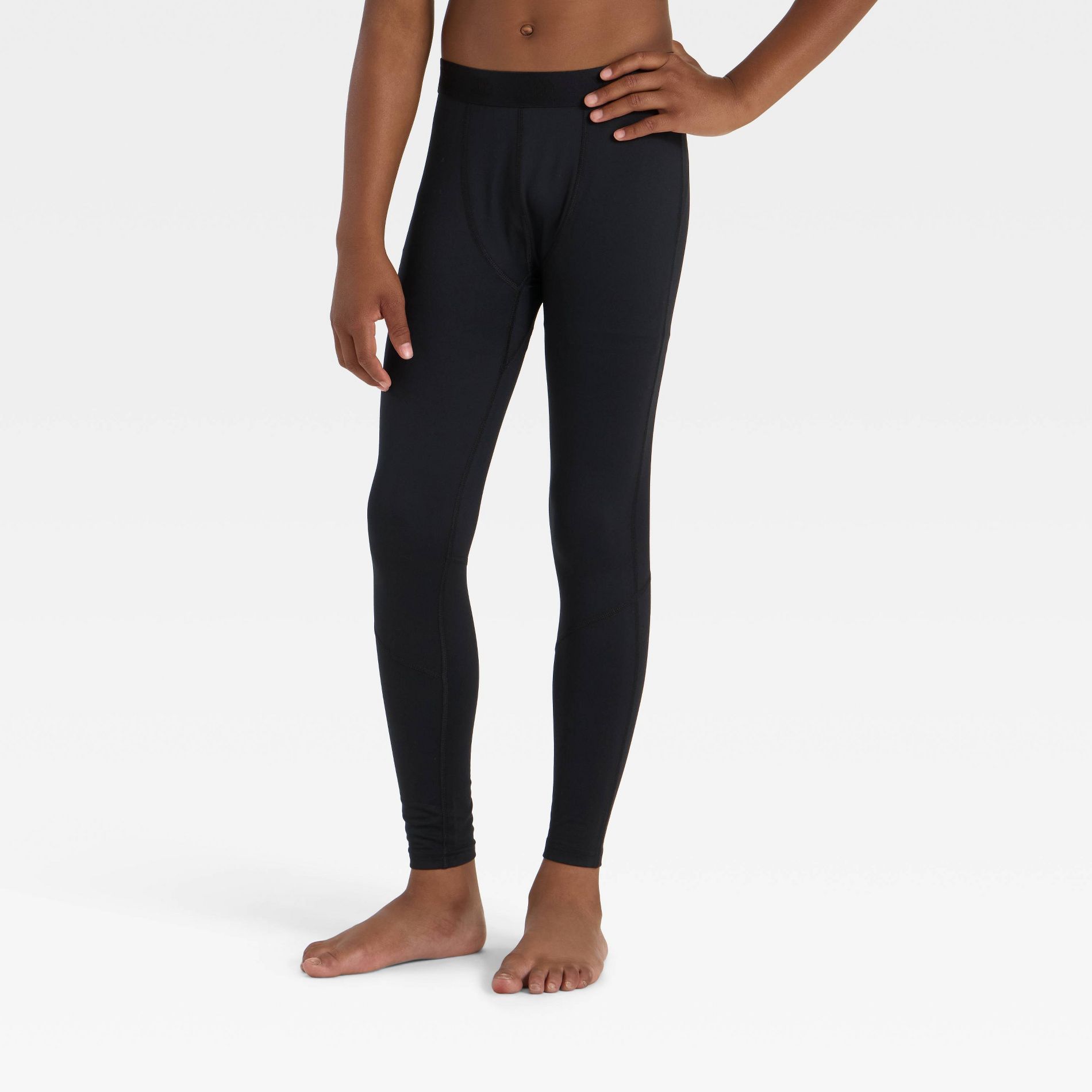 Boys' Fitted Cozy Tight Pants - All In Motion™ Black