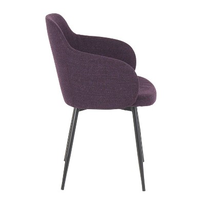 Boyne Purple Upholstered Arm Chair with Black Metal Legs