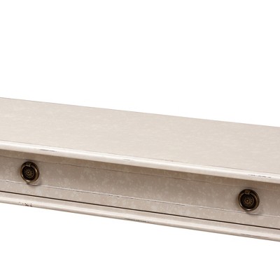 Ariella Country Cottage Whitewashed Console Table with Drawer