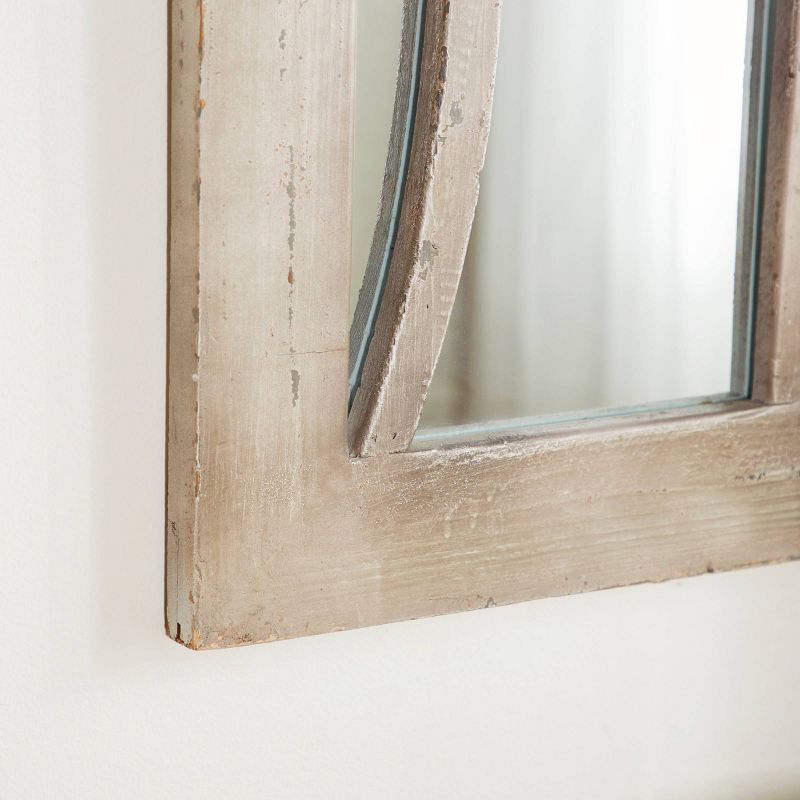 Wood Window Pane Inspired Wall Mirror with Arched Top Cream - Olivia &#38; May, 3 of 25
