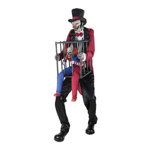 Seasonal Visions Animated Rotten Ringmaster with Caged Clown Halloween Decoration - 7 ft - Black - 1 of 1