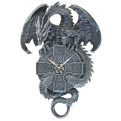 Design Toscano The Celtic Timekeeper Sculptural Dragon Wall Clock