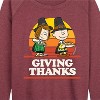 Women's - Peanuts - Thanksgiving Football Lightweight French Terry Wide Neck Long Sleeve Shirt - 2 of 4