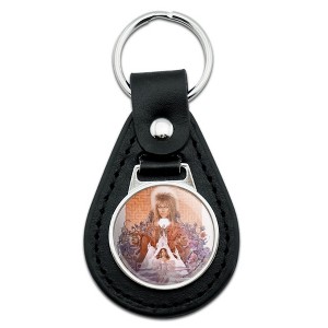 Labyrinth Movie Art Goblin King Jareth David Bowie Black Leather Keychain - 1 of 3