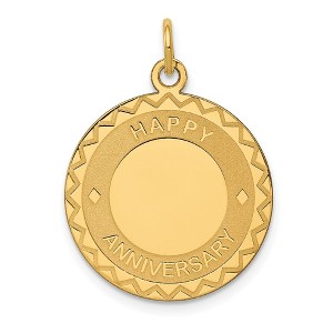Black Bow Jewelry 14k Yellow Gold Happy Anniversary Disc Charm or Pendant, 19mm - 1 of 4