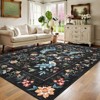 Washable Modern Living Room Rugs with Peacock & Floral Print, Soft Non Slip Bedroom Carpet, Low Pile Dining Room Rugs - 3 of 4