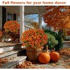 Artificial Fall Flowers Outdoor Fake Mums - 16 Bundles Fake Plants UV Resistant No Fade Faux Plastic Red Orange - 2 of 4