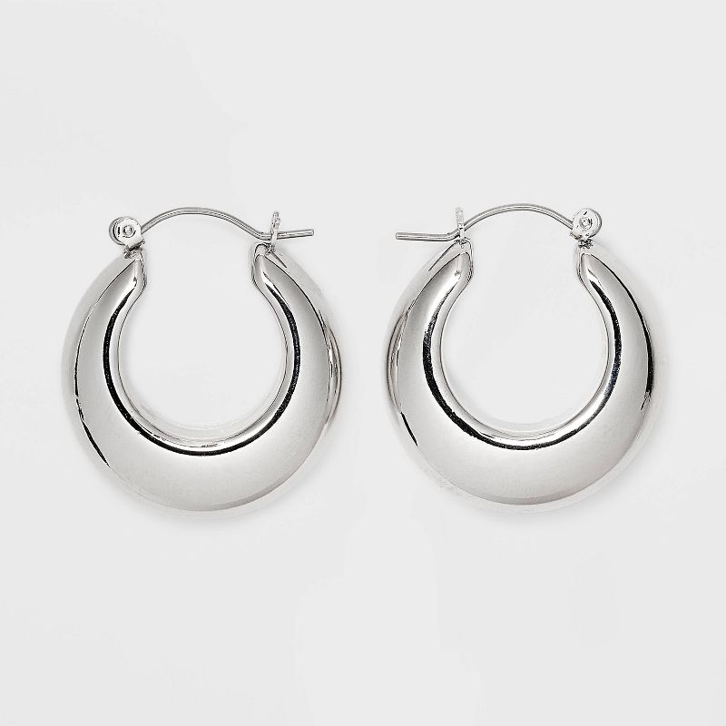 Small Puffy Hoop Earrings - Universal Thread&#8482; Silver, 1 of 5