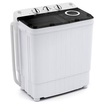 Costway Portable Washing Machine 17.6 lbs Twin Tub Laundry Washer with Drain Pump Blue/Grey