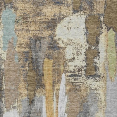 Taupe And Beige Abstract Washable Indoor Outdoor Area Rug