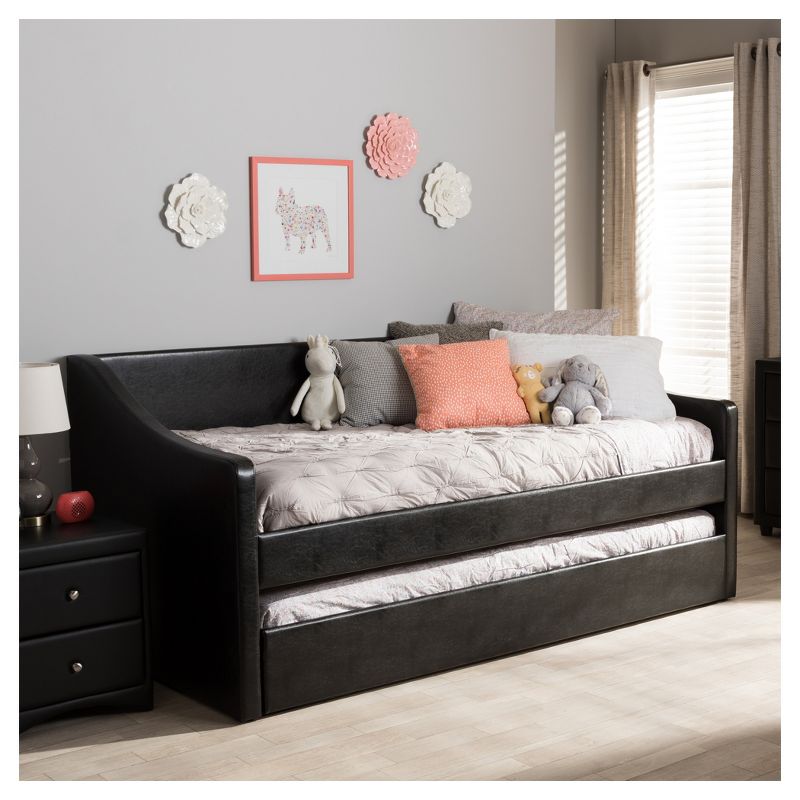 Twin Barnstorm Modern and Contemporary Fabric Upholstered Daybed with Guest Trundle Bed - Baxton Studio, 6 of 7