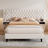 Christopher Knight Home Luca Queen Velvet Upholstered Platform Bed with Tufted Headboard, Integrated Nightstands, Beige - image 2 of 4