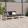 vidaXL Patio Sofa Set with Cushions Modular Outdoor 3 Piece Solid Wood Pine - Brown and Anthracite - 3 of 4