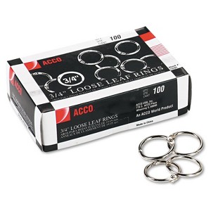 Acco Metal Book Rings 3/4" Diameter 100 Rings/Box 72201 - 1 of 4