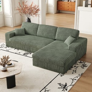 KTMBDW 114.5 Inch Reversible L Shape Sofa, Convertible Sofa, 2-in-1 Sofa with Chaise, Comfy Couches for Living Room, Corduroy - 1 of 4