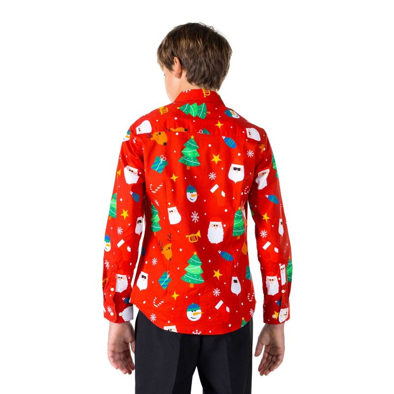 OppoSuits Teen Boys Christmas Shirt - Festivity Red, 2 of 4
