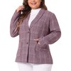 Agnes Orinda Women's Plus Size Plaid Formal Notched Lapel Blazer - image 2 of 4