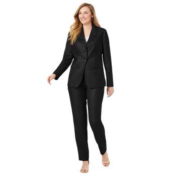 Jessica London Women's Plus Size Single-breasted Pantsuit, 14 W - Chocolate  : Target